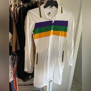 Colorful Striped Long Sleeve Polo Dress